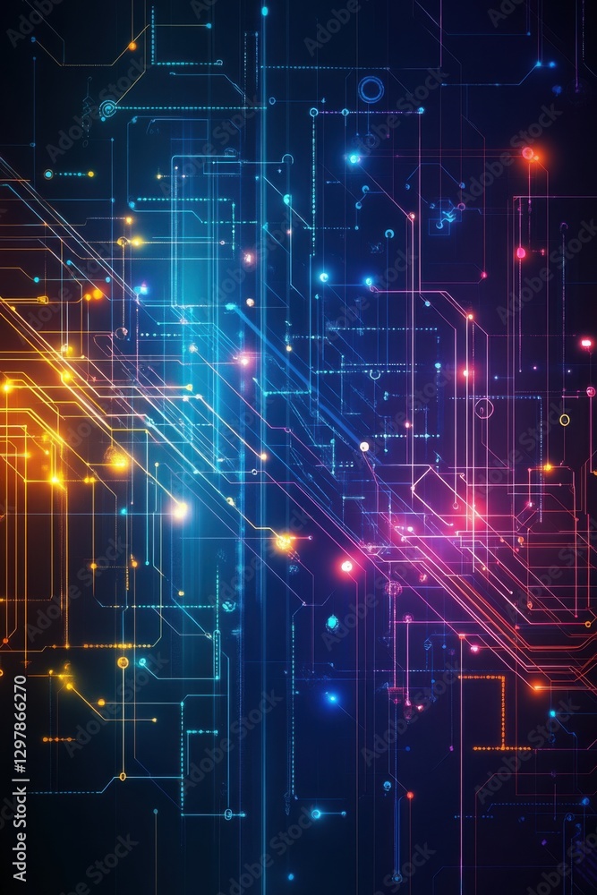 Obraz premium Abstract Digital Circuitry: A Symphony of Light and Technology