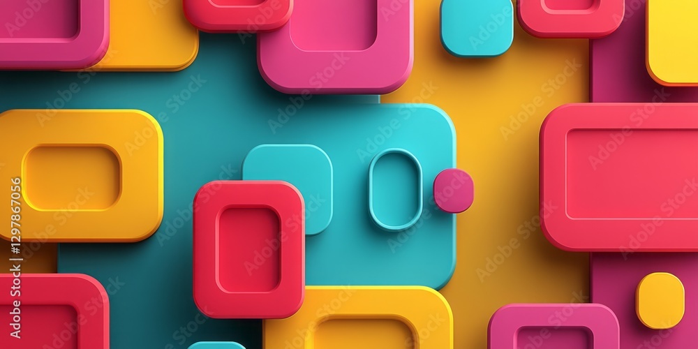 Colorful abstract background featuring rounded square and rectangular shapes Colorful abstract background featuring rounded square and rectangular shapes