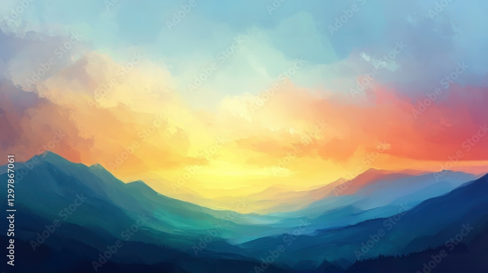 Fototapeta premium Serene Sunrise Over Horizon with Vibrant Colors