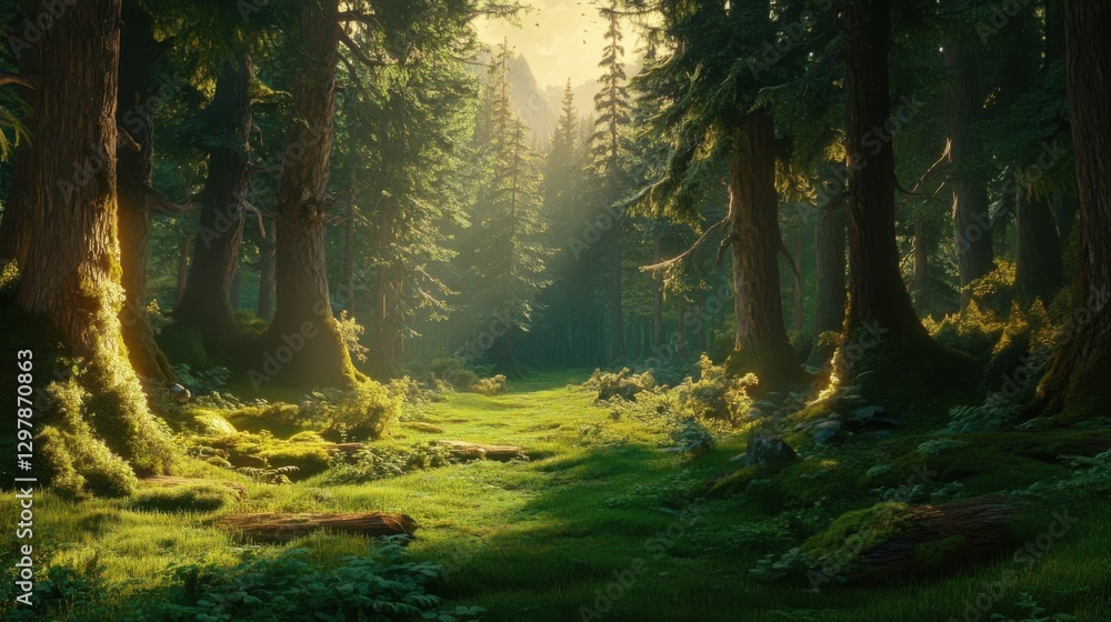Fototapeta premium sunlit forest path