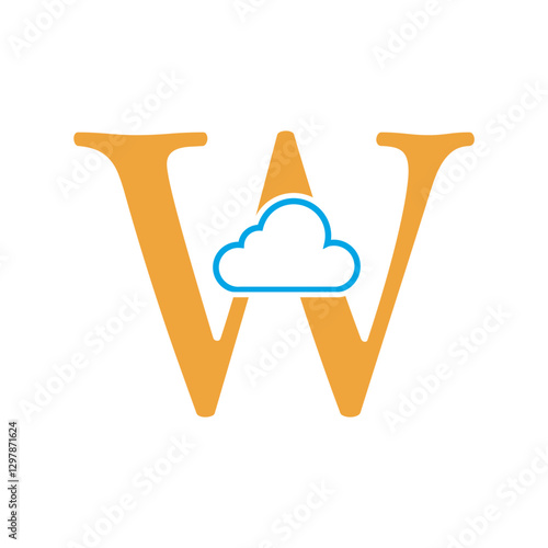 Initial Cloud Logo Combine With Letter W Vector Template