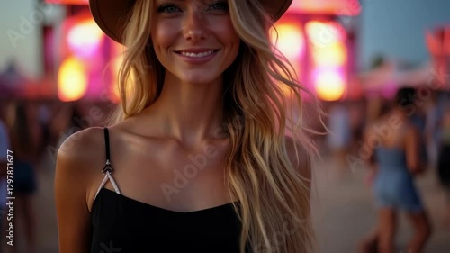 Wallpaper Mural Portrait of a young woman with long blonde hair and a wide-brimmed hat. She is smiling and looking directly at the camera. Torontodigital.ca