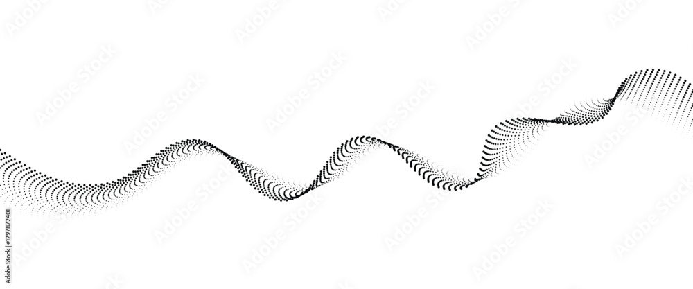 Fototapeta premium Flowing Dot Wave halftone gradient pattern on transparent background 