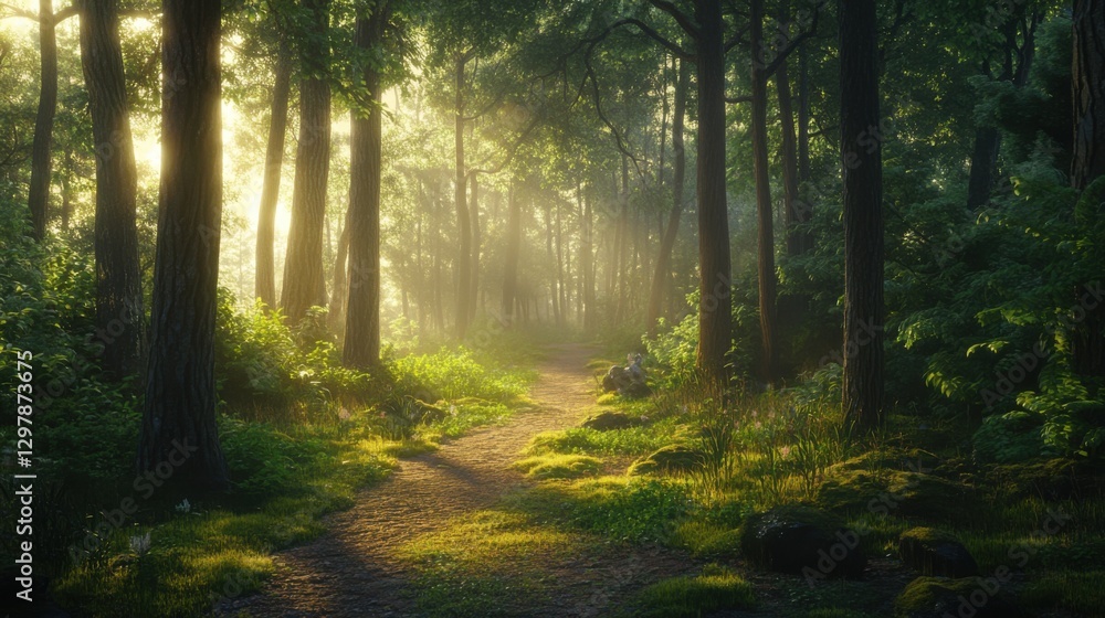 sunlit forest path sunlit forest path