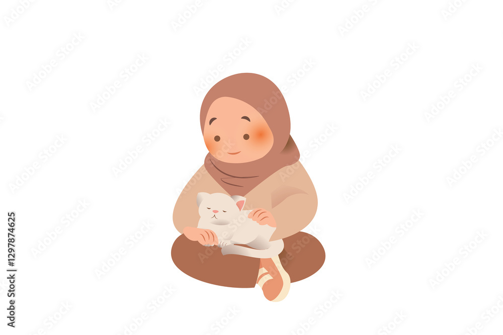 Cute Girl Wearing Hijab Traditional Wear | Ramadan Praying Activity Illustration | Girls Activity on Ramadan Cute Girl Wearing Hijab Traditional Wear | Ramadan Praying Activity Illustration | Girls Activity on Ramadan