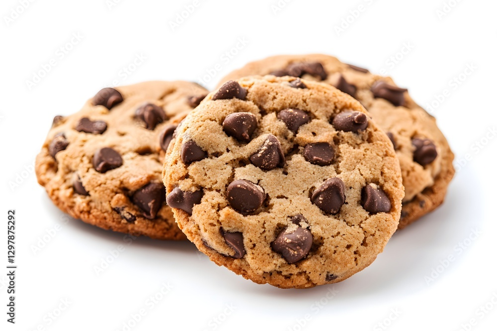 Chocolate chip cookies on white background. Chocolate chip cookies on white background.