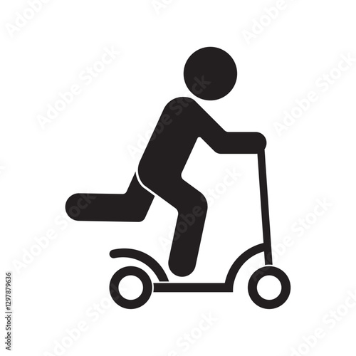 vector flat icon of person playing scooter