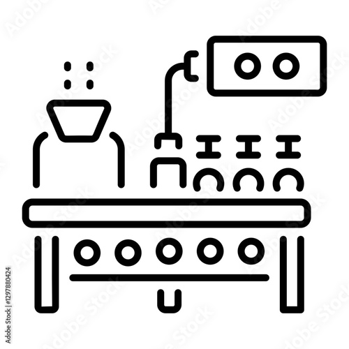 An outline icon of industrial processing line 