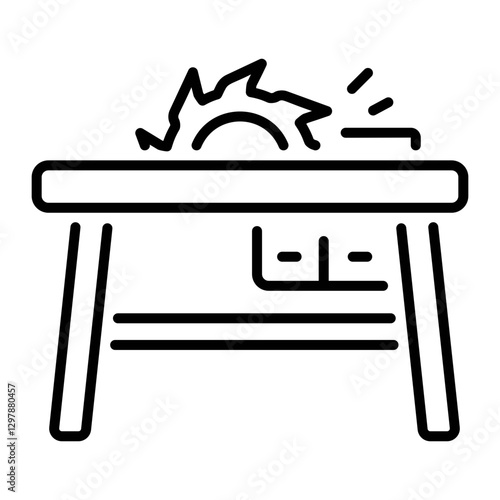 A line style icon of a table saw tool 