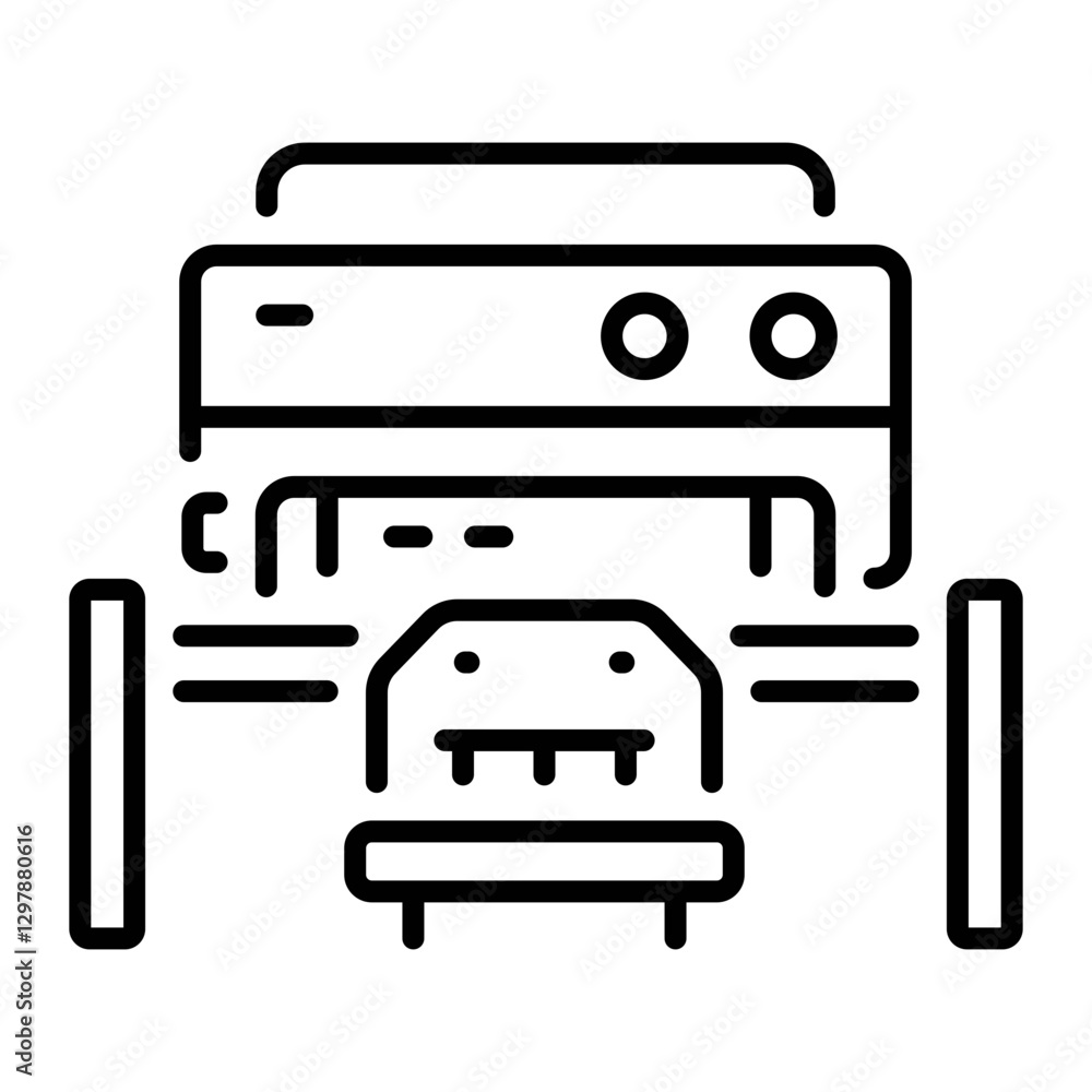 Outline icon depicting an industrial printer machine Outline icon depicting an industrial printer machine