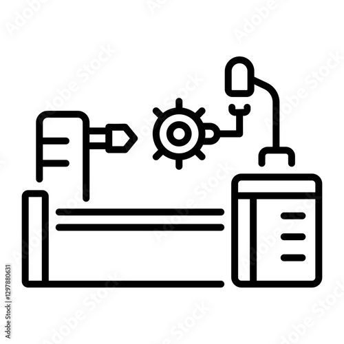 A line style icon of a lathe machine