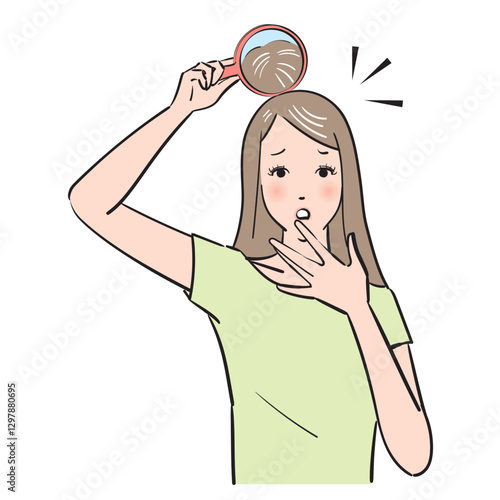 髪のトラブルに悩むロングヘアの美しい女性