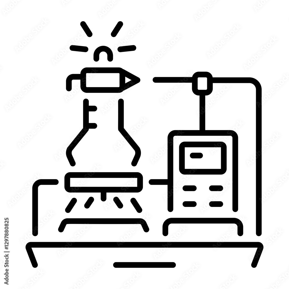 Line style icon of an industrial testing machine