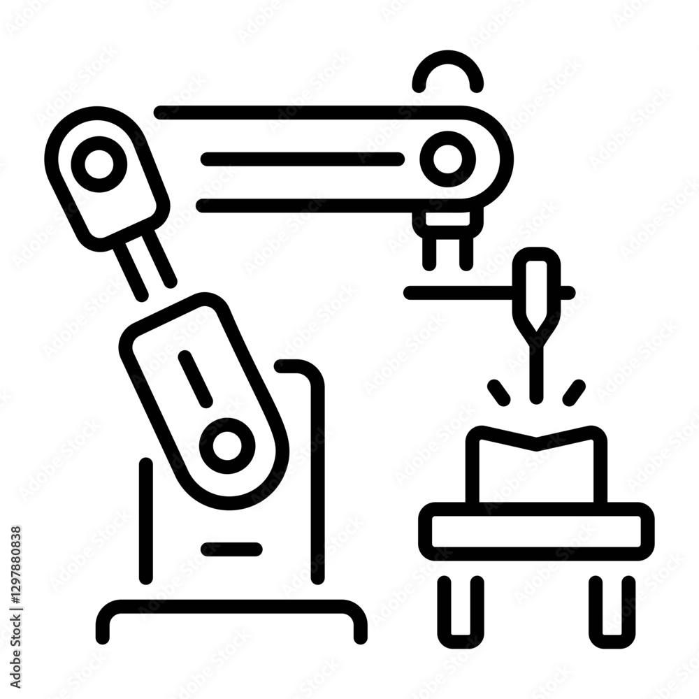 Outline style icon of an welding arm Outline style icon of an welding arm