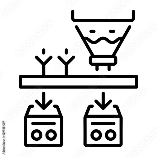 Linear icon of an industrial sorting machine