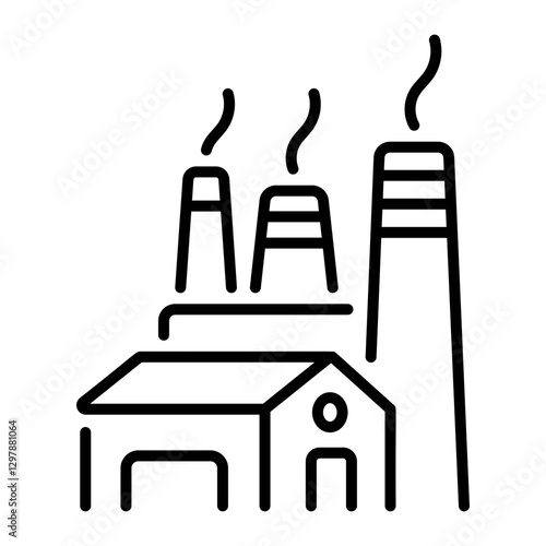 Paper mill building icon in line style 
