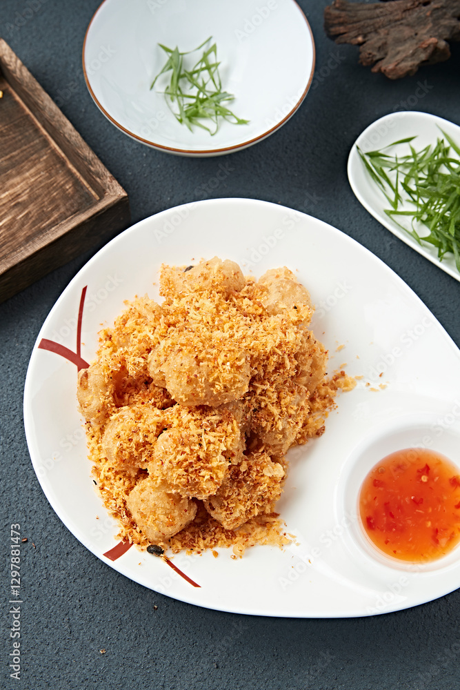 Fried squid balls with bread crumbs Fried squid balls with bread crumbs