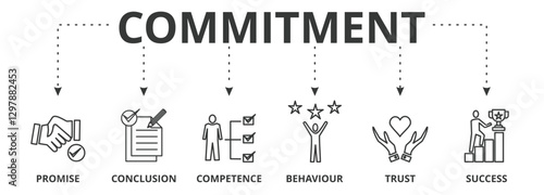 Commitment banner vector illustration concept with icon of promise, conclusion, competence, behaviour, trust, and success