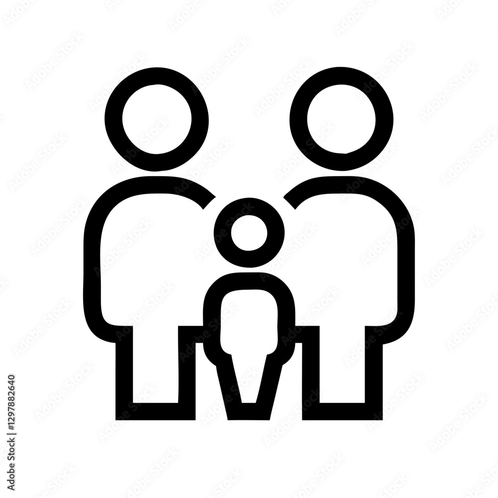 LGBT family representation with parents and child icon in minimalistic design LGBT family representation with parents and child icon in minimalistic design