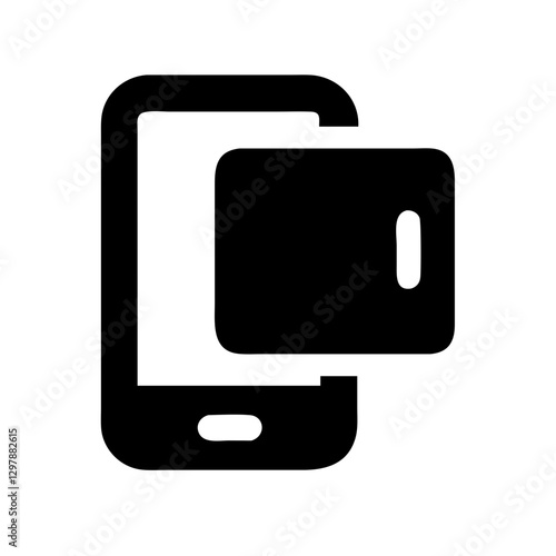 Smartphone with flash card icon in black and white design