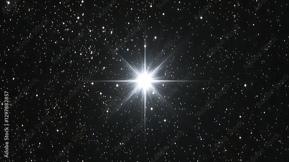 Obraz premium Bright star shines in starry background for science