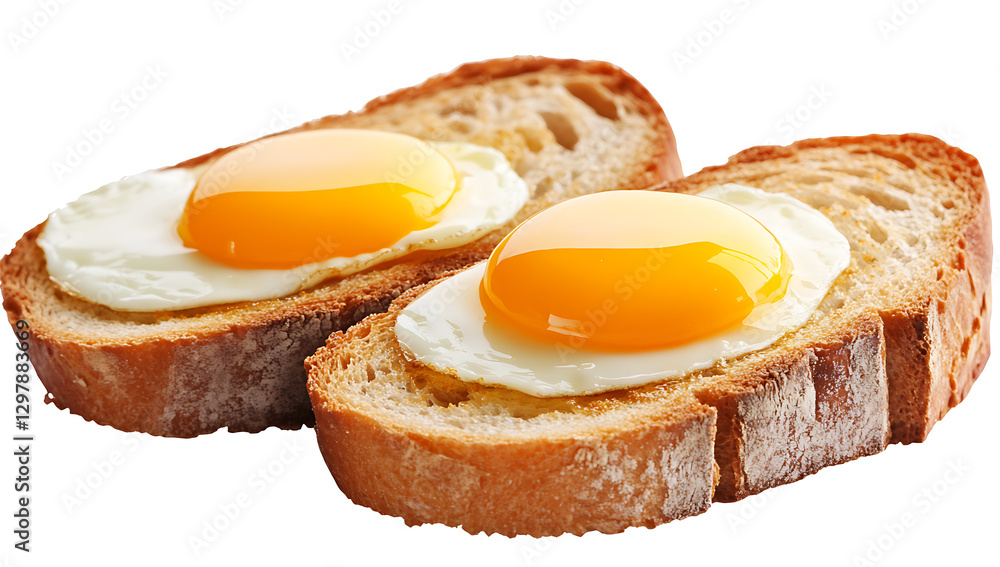 Fried egg on toast isolated on a white background, showcasing a simple and delicious breakfast isolated on white background. PNG Fried egg on toast isolated on a white background, showcasing a simple and delicious breakfast isolated on white background. PNG