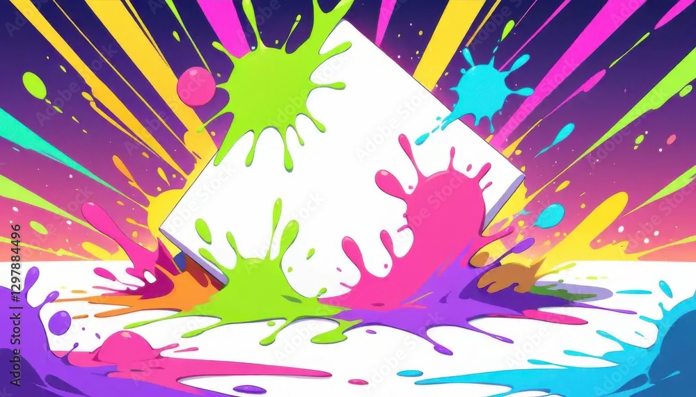 Obraz premium Dynamic Paint Splash Art, Creative Studio, Digital Illustration, Vibrant Colors, Abstract Concept