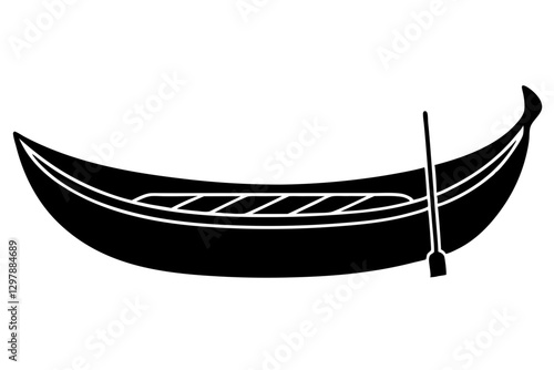 Canoe Icon – Minimalist Vector Line Illustration