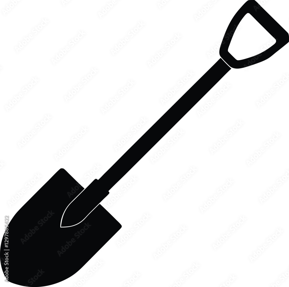 Shovel Silhouette Icon Black and White Gardening Tool Vector Shovel Silhouette Icon Black and White Gardening Tool Vector