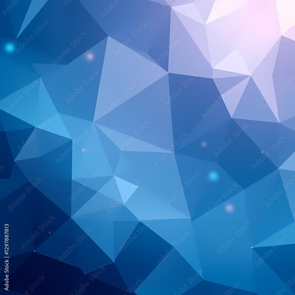 Obraz premium blue low poly background with glowing abstract facets