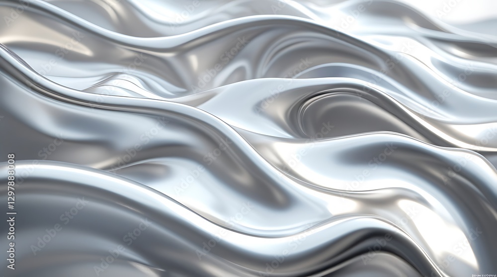 Abstract liquid metal texture with smooth, flowing silver waves and reflective metallic surfaces. Perfect for futuristic designs, luxury branding, and high-tech backgrounds.
Abstract liquid metal texture with smooth, flowing silver waves and reflective metallic surfaces. Perfect for futuristic designs, luxury branding, and high-tech backgrounds.