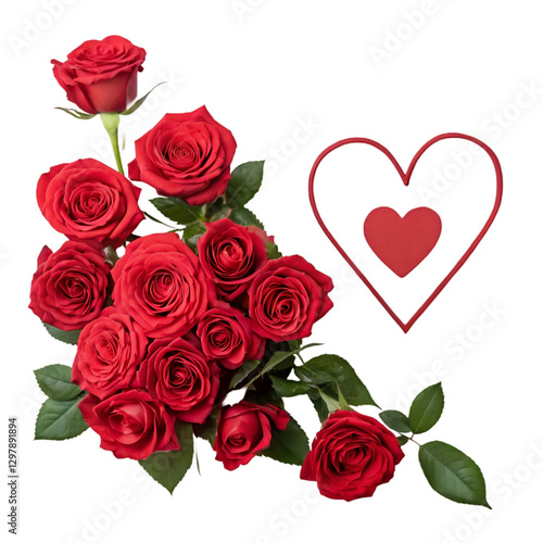 transparent background Romantic Red Roses & Heart Image
