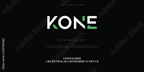 Kone alphabet font. Typography, Creative urban sport fashion futuristic font and with numbers. vector illustration