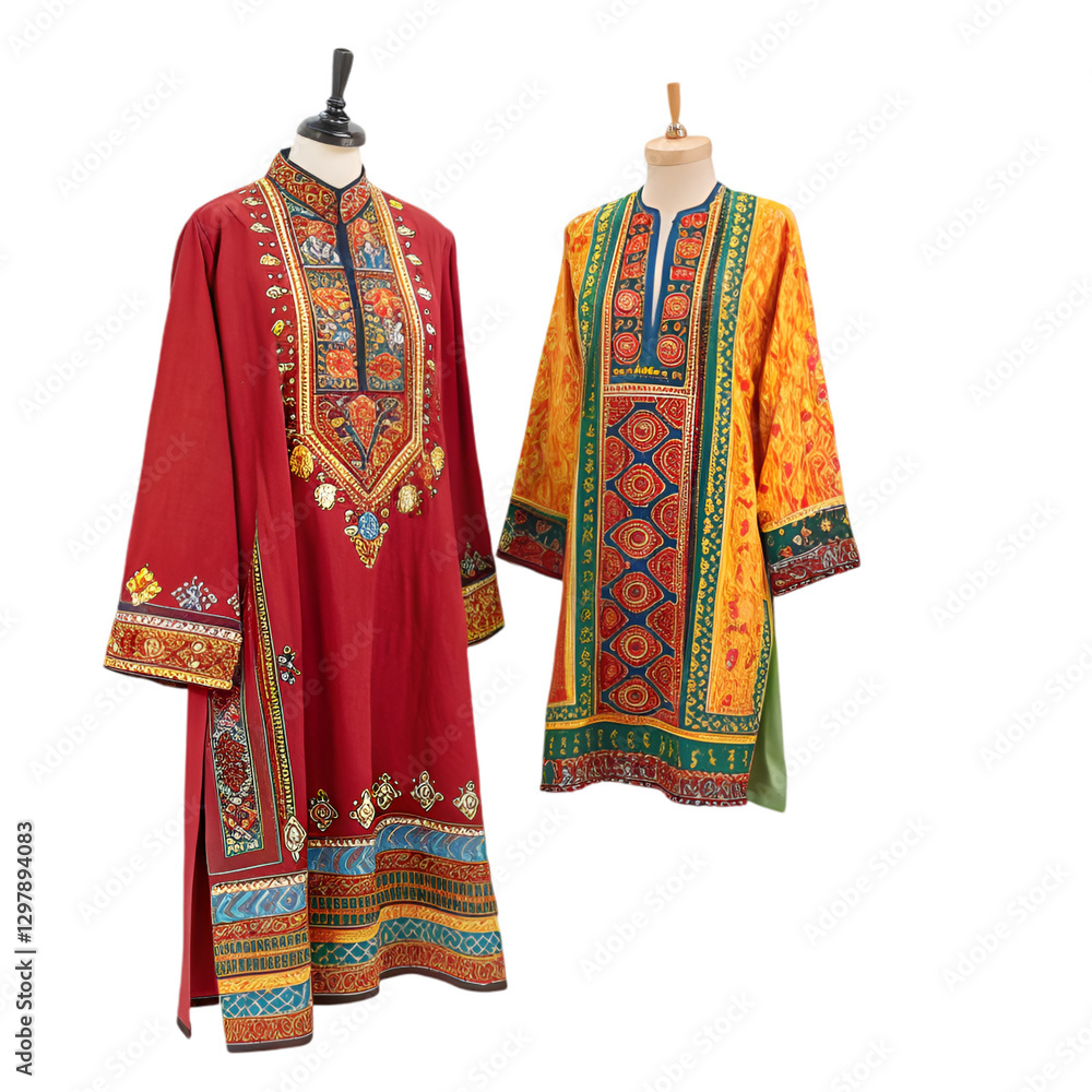 transparent background Embroidered Pakistani Kurtis: Red & Yellow transparent background Embroidered Pakistani Kurtis: Red & Yellow