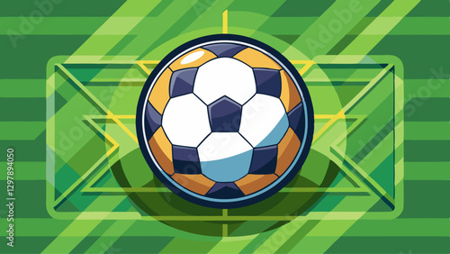 Wallpaper Mural Flat vector soccer ball icon on a green grass field, football pitch, soccer, game Torontodigital.ca
