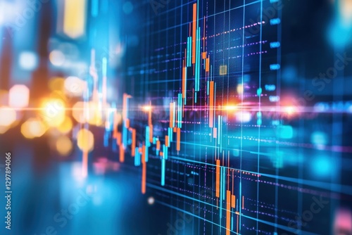 A stock market display showing financial trends with a blurred background for emphasizing the dynamic trading environment
