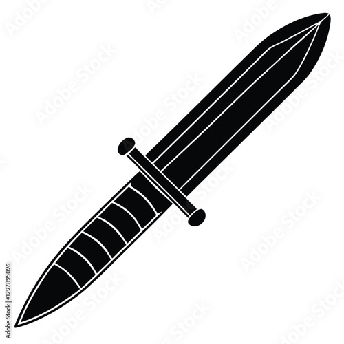 Vector illustration of an antique sword and hunting knife