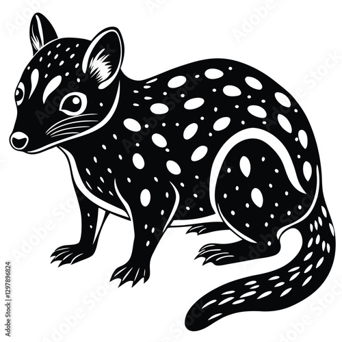 quoll unique and rare animal on white background