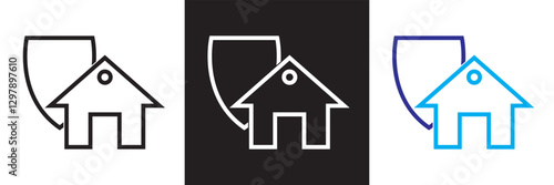 Home insurance icon.  Isolated on white and black background. Vector illustration. EPS 10