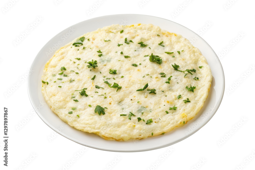Plain omelet garnished with parsley isolated with transparent background Plain omelet garnished with parsley isolated with transparent background