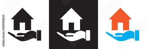 Home insurance icon.  Isolated on white and black background. Vector illustration. EPS 10