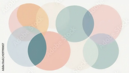 Wallpaper Mural Abstract Overlapping Circles, Digital Art, Modern Home Decor, Minimalist Style, Top View, Visual Harmony Torontodigital.ca