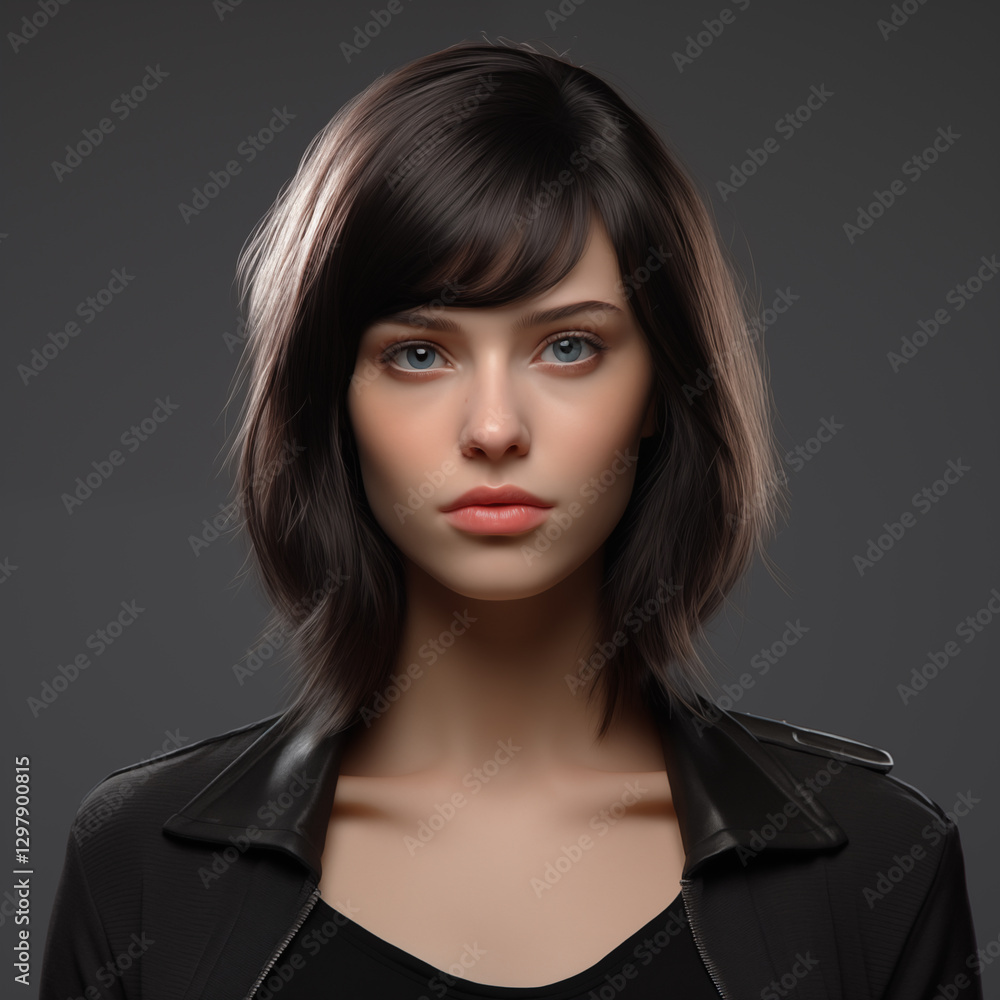 High-quality 3D rendered avatar of a female character High-quality 3D rendered avatar of a female character