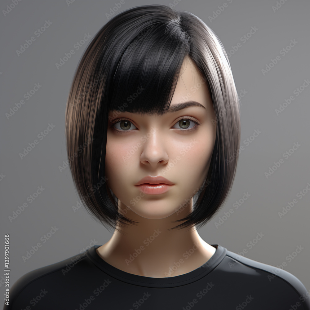 High-quality 3D rendered avatar of a female character High-quality 3D rendered avatar of a female character