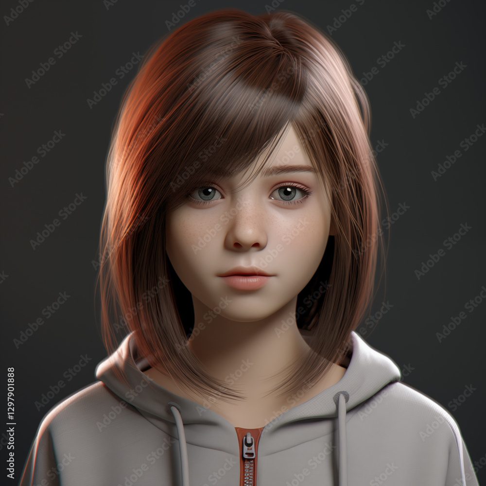 High-quality 3D rendered avatar of a female character High-quality 3D rendered avatar of a female character