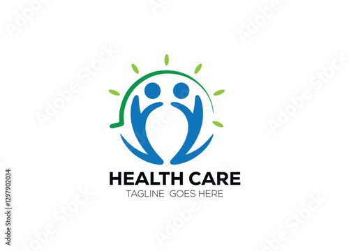 A modern healthcare logo featuring a cross symbol, heartbeat line, or hands holding a heart, using calming blue and green tones to symbolize care and wellness.