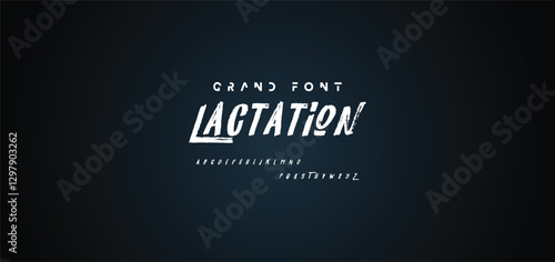 Alphabet vector set of white capital handwritten letters on black background. Handwritten italic font with brush strokes in horror style.