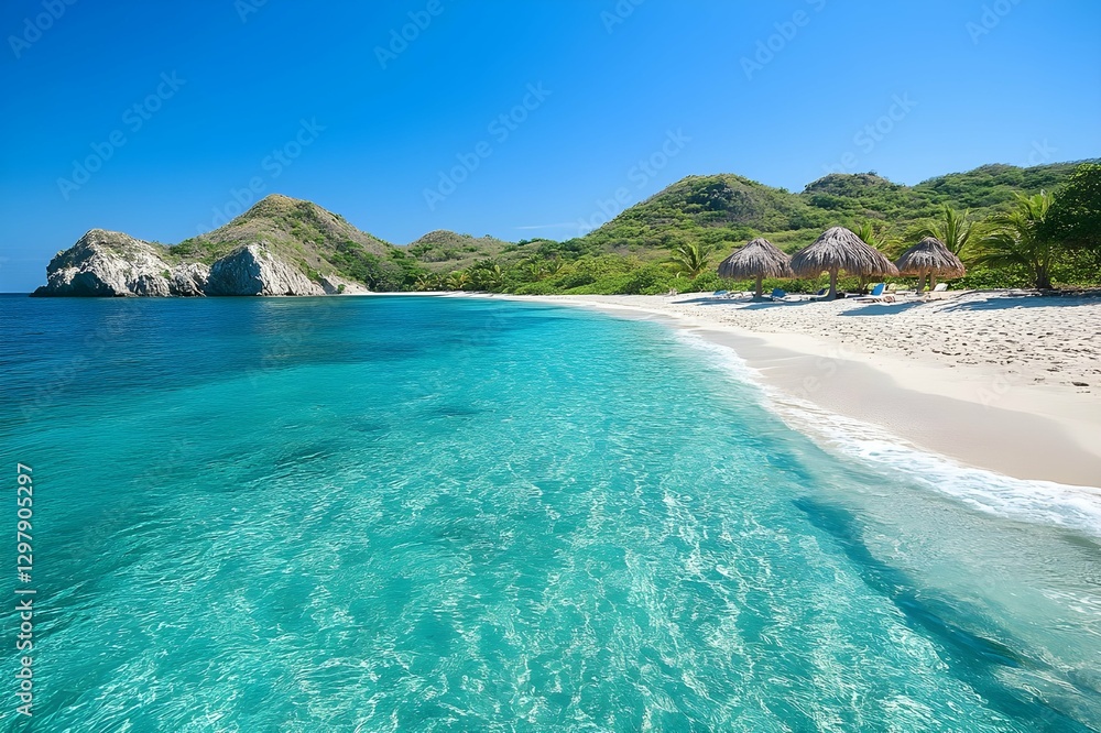 Turquoise water meets white sand on a tropical Thai island paradise Turquoise water meets white sand on a tropical Thai island paradise