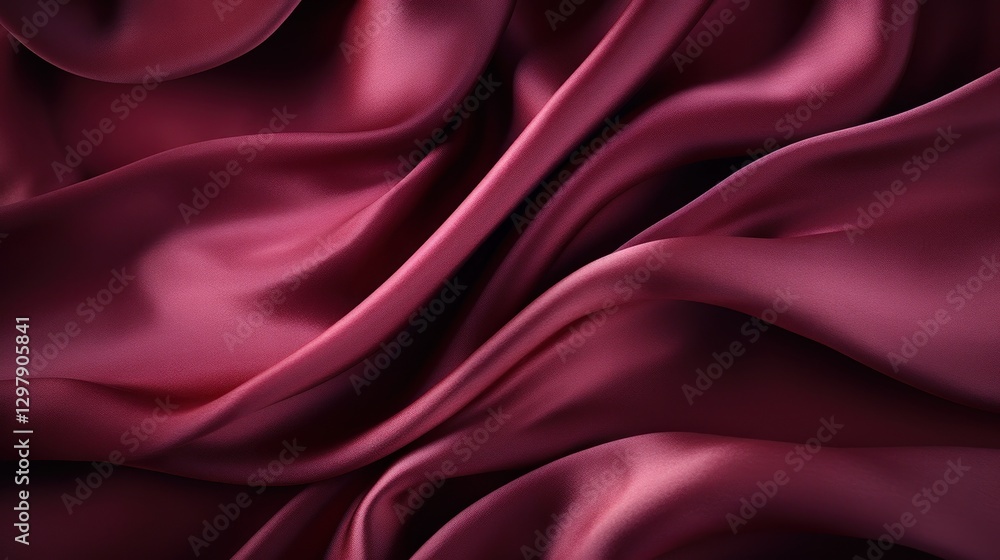 Obraz premium Deep Red Silk Fabric Texture with Elegant Waves and Luxurious Feel