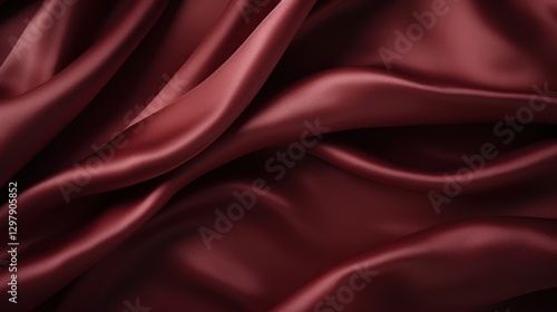 Elegant maroon silk fabric background with soft folds and luxurious sheen